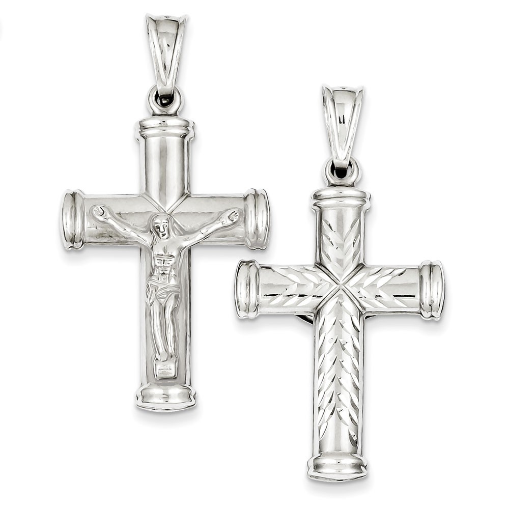 Jewelry Stores Network Latin Crucifix Pendant in 925 Sterling Silver 55x30mm 