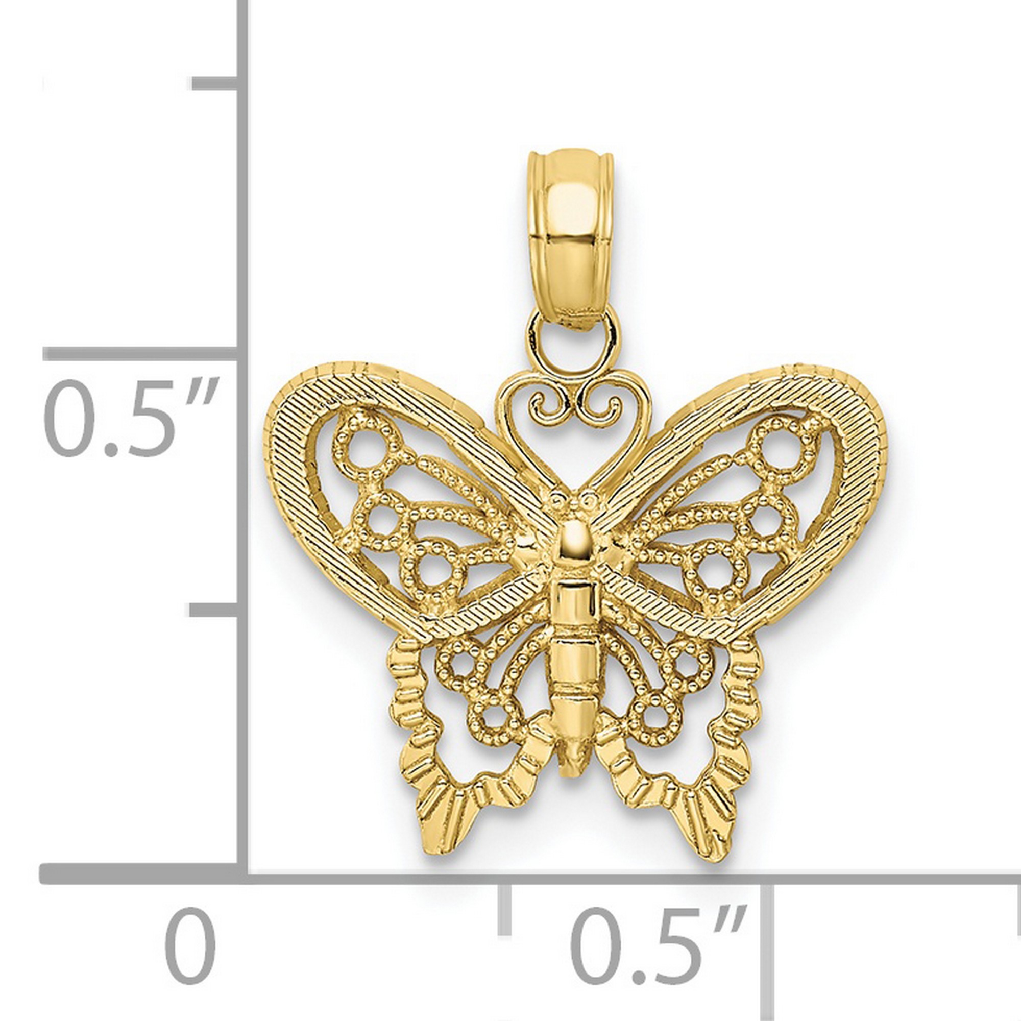 Diamond-cut Butterfly Charm In Real 10k Yellow Gold 0.66gr | eBay