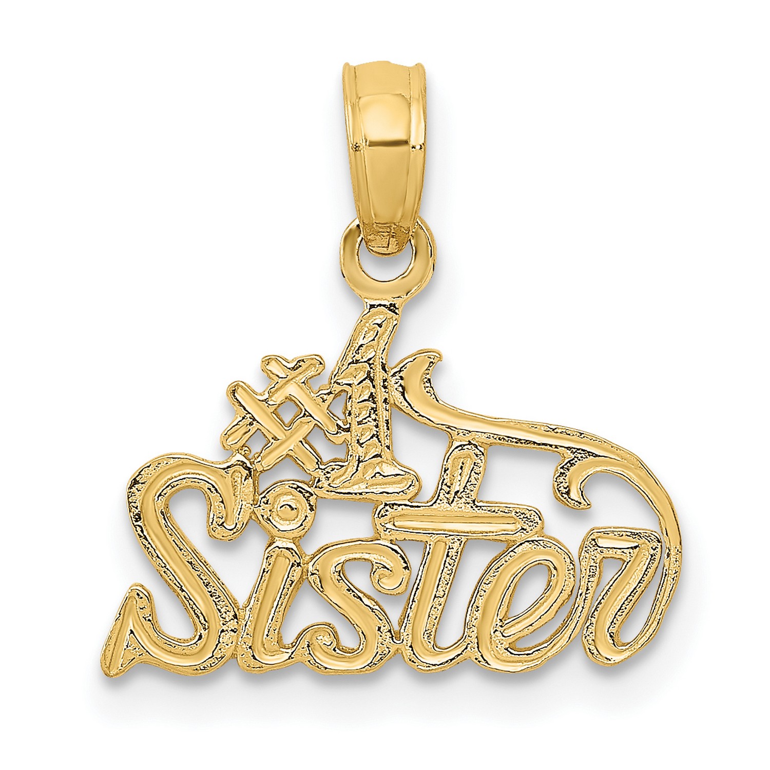 15mm x 16mm Solid 14k Yellow Gold #1 Sister Pendant