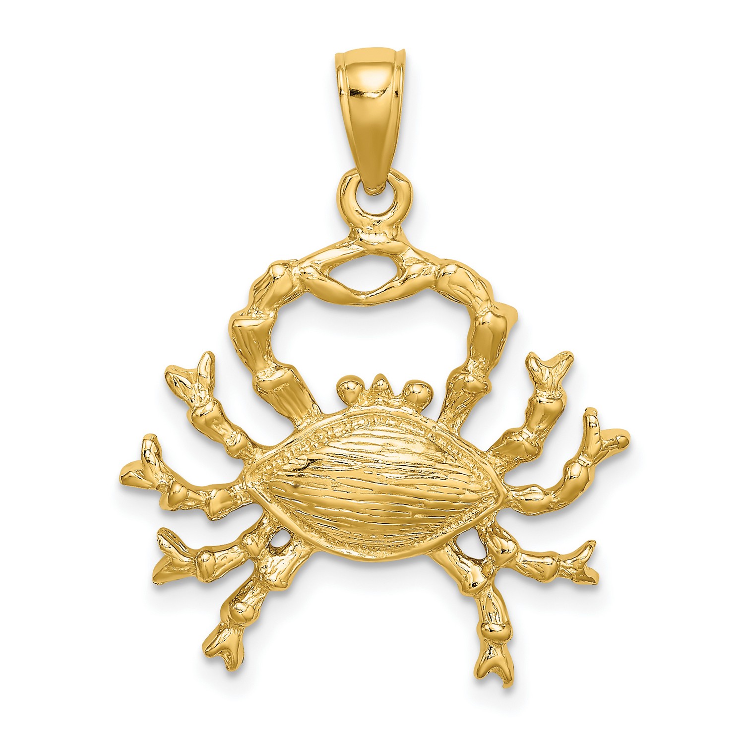 14k Yellow Gold Textured Cancer Crab Zodiac Sign Charm Pendant 20x23mm ...