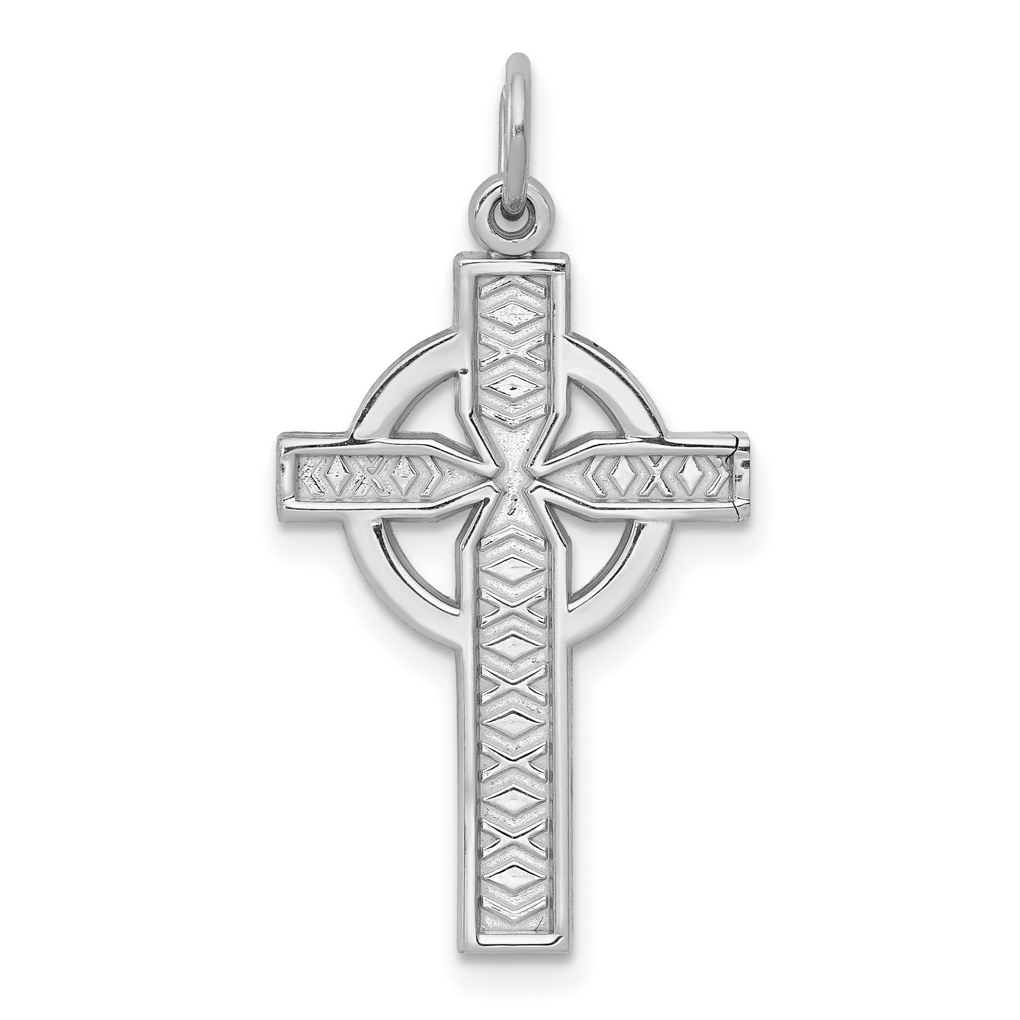Solid 14k Polished White Gold Celtic Iona Cross Charm Pendant 31 mm x ...