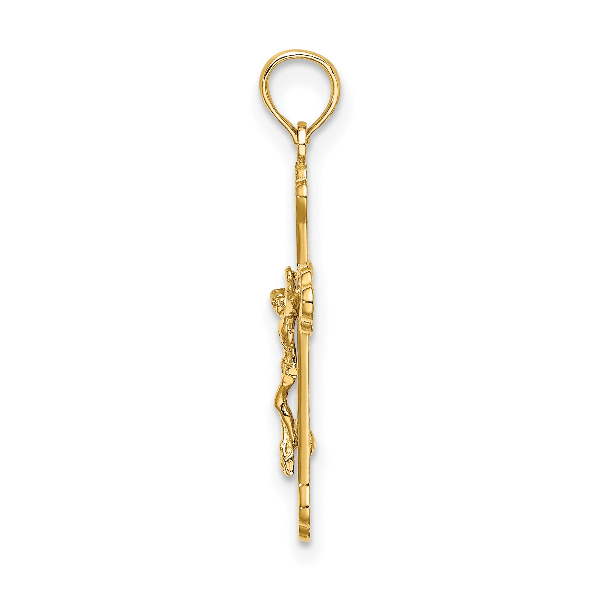 Inri Crucifix Scroll Tips Charm In Real 14k Yellow Gold 0.80gr | eBay