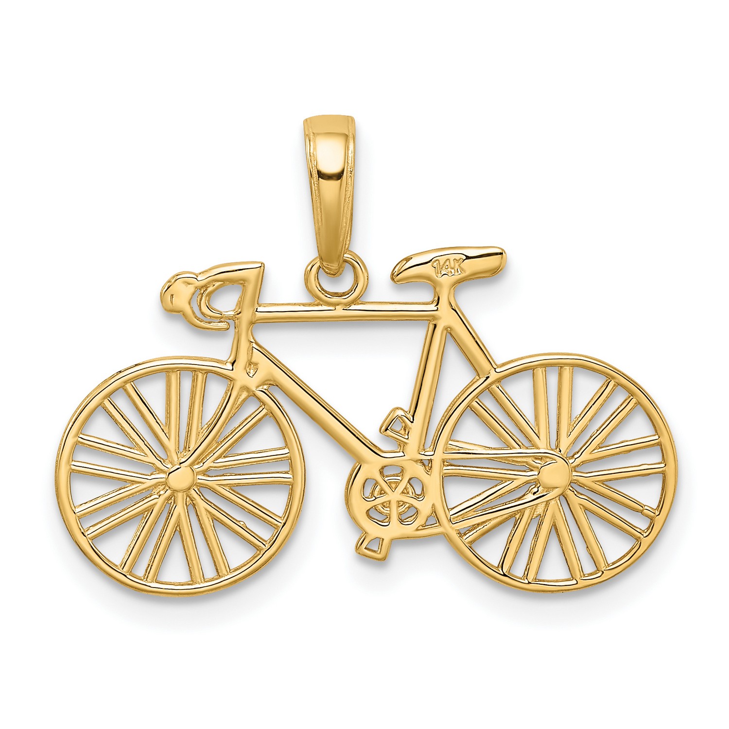 Details about  / New Real Solid 14K Gold 3D 10-Speed Bicycle Charm Pendant