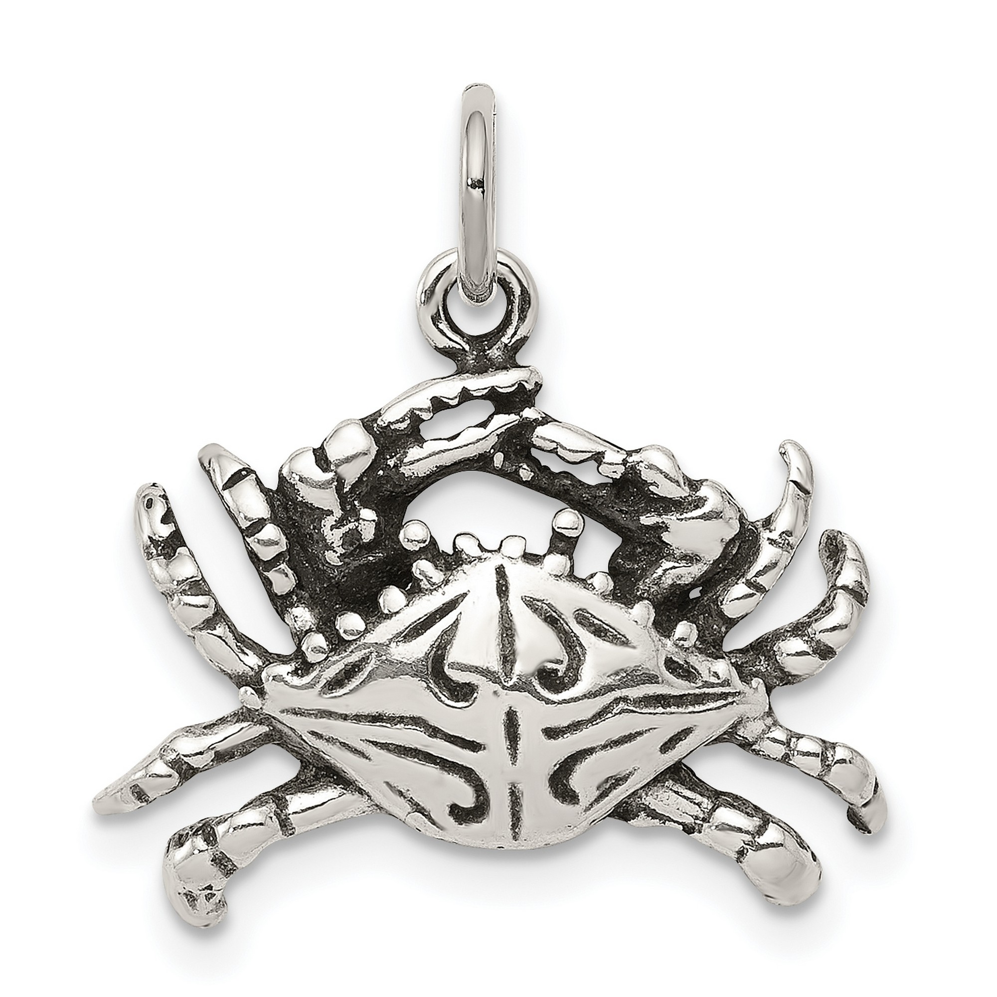 Crab Charm Pendant in Antiqued 925 Sterling Silver 17 mm x 21 mm 1.85gr ...