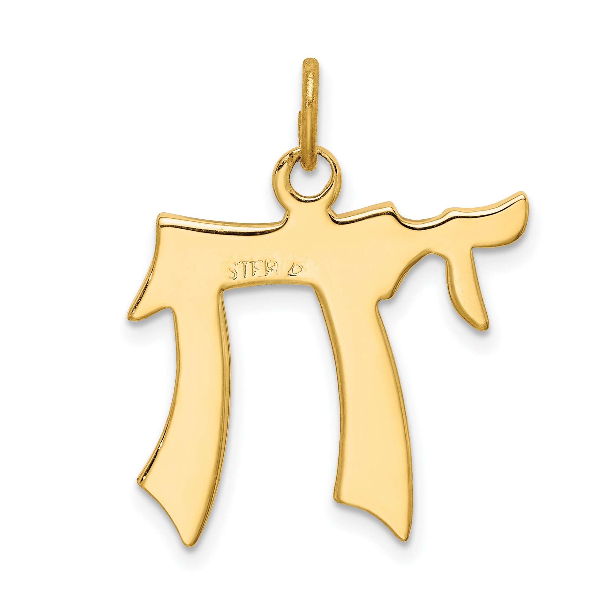 Polished Chai Symbol Charm Pendant In Gold Tone 925 Sterling Silver 1 ...