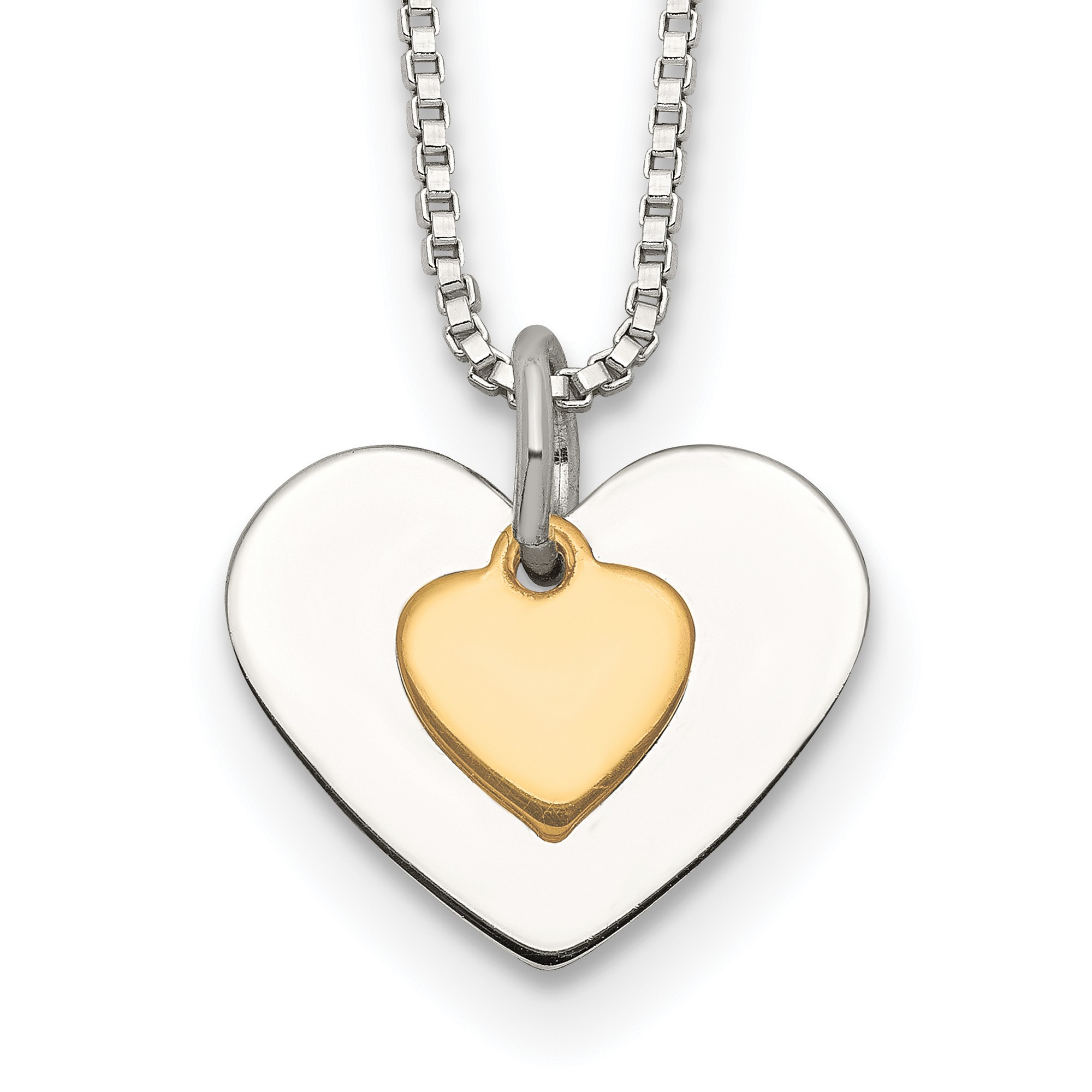 Gold Vermeil Fancy Heart Necklace In 925 Sterling Silver 14x14mm 18 Inches 