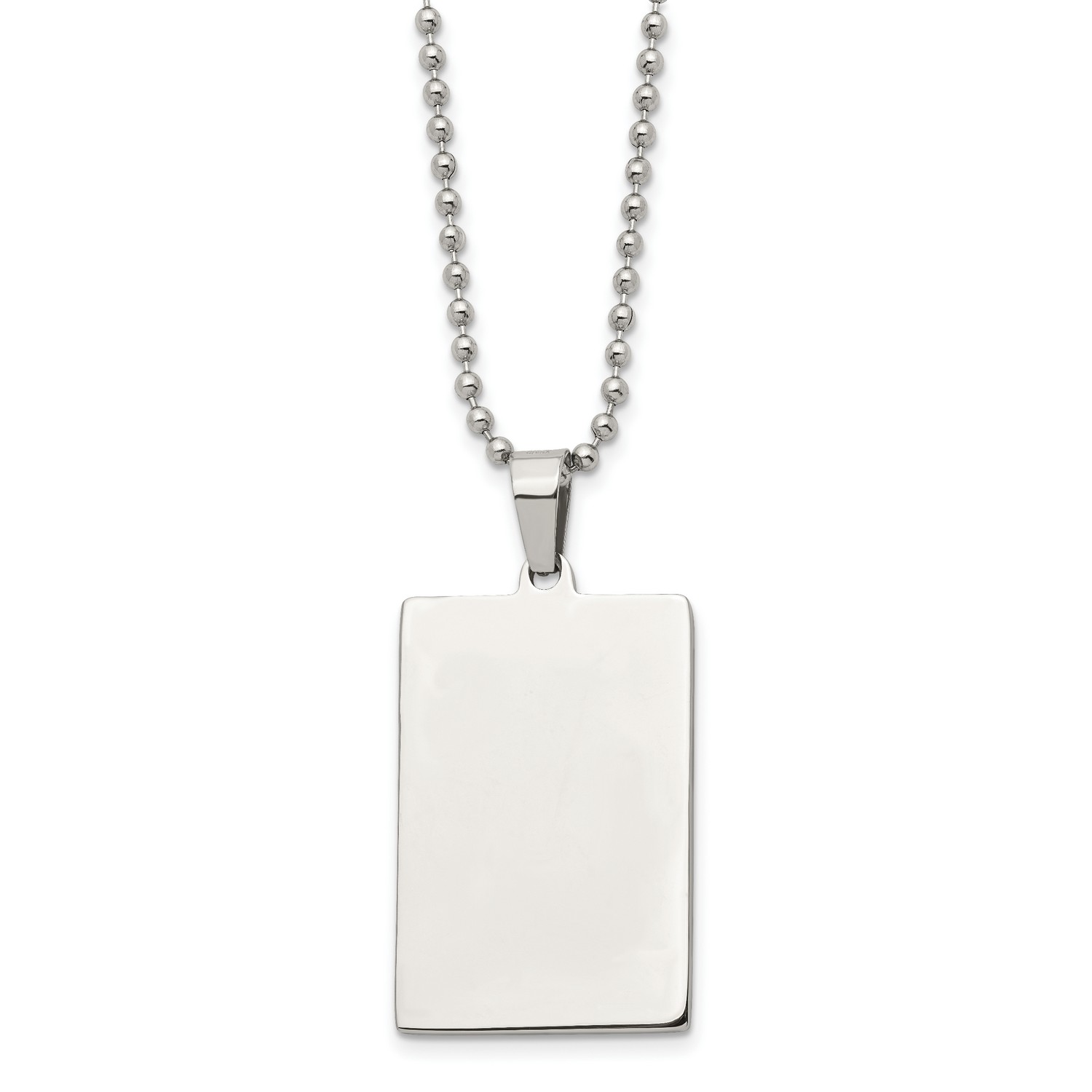Stainless Steel Polished Squared 2mm Thick Dog Tag Necklace 50 mm x 25 Stainless Steel Dog Tag Necklace