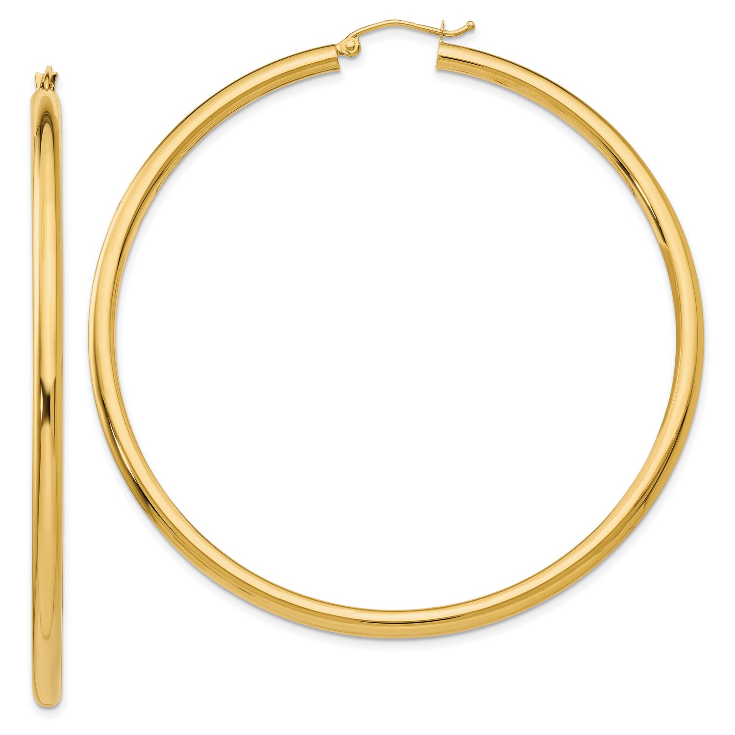 Pre-owned Jewelry Stores Network 3mm Classic Lightweight Hoop Earrings In Real 14k Yellow Gold 65 Mm