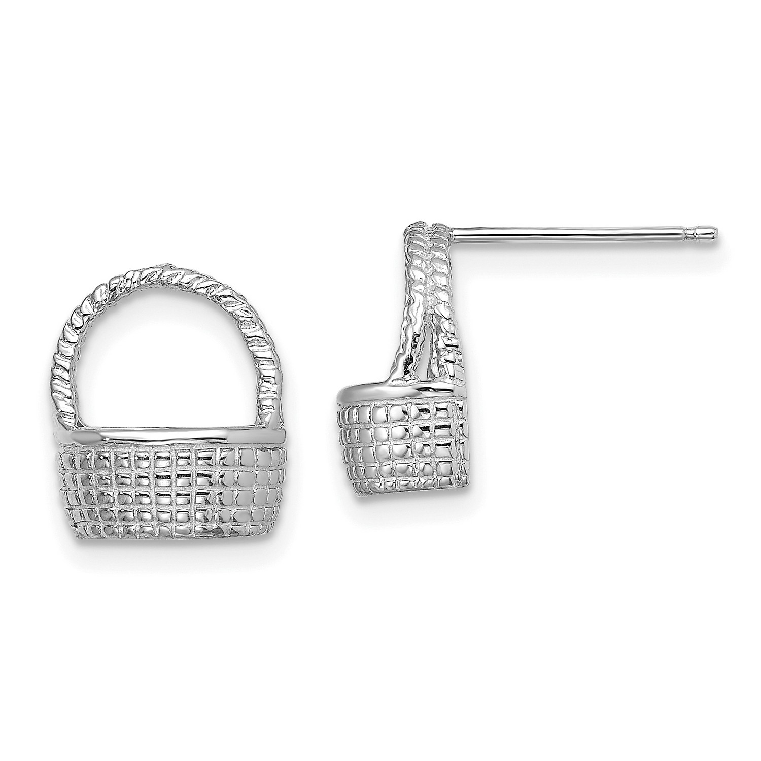 Pre-owned Jewelry Stores Network 14k White Gold Basket Flat Back Post Earrings