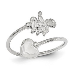 14k White Gold Cupid And Heart Adjustable Toe Ring