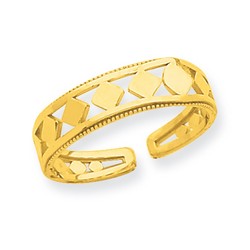 14k Polished Yellow Gold Diamond Shapes Adjustable Toe Ring