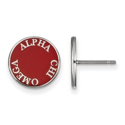 Alpha Chi Omega Sorority Enameled Post Earrings in Sterling Silver 1.56 gr