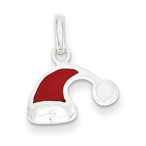 Jewelry Stores Network Enameled Santa Charm in 925 Sterling Silver 35x15mm