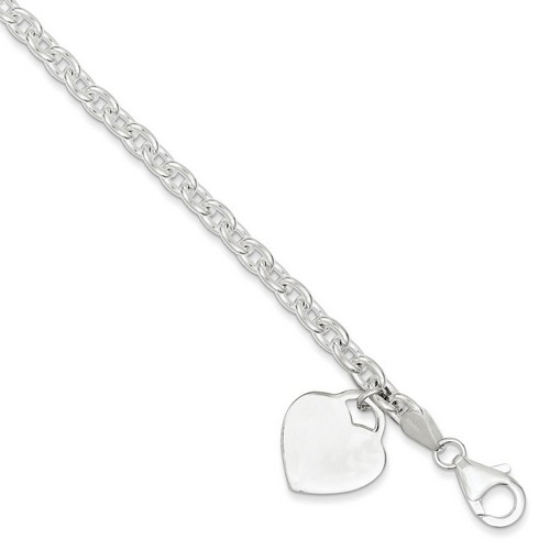 1.5mm Heart Charm Bracelet in 925 Sterling Silver