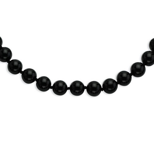 10-10.5mm Smooth Beaded Black Agate Necklace